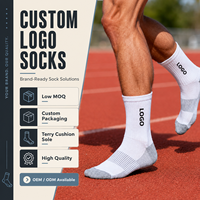 Chaussettes de sport athlétiques pour hommes, personnalisées, blanches et grises, en maille, anti-ampoules, avec bord élastique, logo personnalisé, chaussettes de course à pied