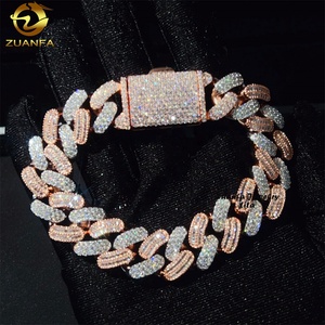 Nuovo Design Popolare Hip Hop Bracciale Cubano da Uomo in Moissanite Bicolore <span class=keywords><strong>Argento</strong></span> e Oro Rosa da 16MM - Product Image 4