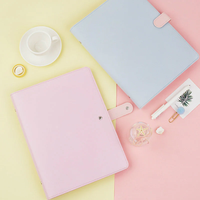 2024 gros Macaron couleur bonbon A6 planificateur d'affaires 6 anneaux travail Agenda budget classeur avec couverture en cuir PU cahier