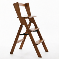 Tabouret-échelle pliable multifonctionnel en bambou, marchepied domestique à double usage, chaise de cuisine épaissie avec dossier, nouveau style chinois