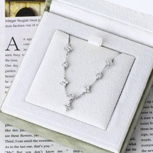 Fine Four Leaf <b>Clover</b> 925 Sterling Silver Chain Link <b>Bracelet</b> with Bezel Set Moissanite Ladies Handmade Customer Jewelry - Product Image 6
