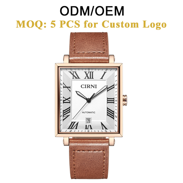 ODM/OEM 304 Stainless Steel Case Square Men's Automatic Mechanical Watch 9015 Movement Light Thin Factory Custom Sport 20mm