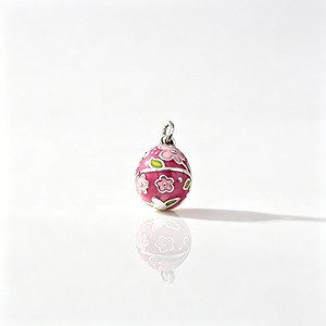 Breloques en émail argentées style <span class=keywords><strong>James</strong></span> Avery, œuf de Pâques rose et bleu, pendentif cœur rouge, pour la fabrication de bijoux DIY, bracelet, cadeau - Product Image 1