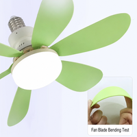 Ventilateur de plafond E27 à large plage de tension, coloré, 6 pales, lampe LED, télécommande, moteur DC pour chambre à coucher, chambre d'enfant, dortoir, décoration intérieure