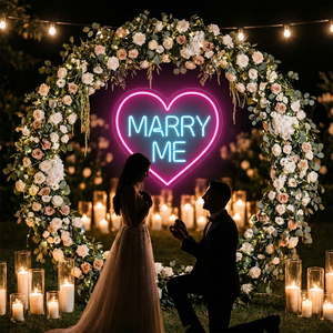 Insegna al Neon Personalizzata 'SPOSAMI' con Cuore Rosa e LED <span class=keywords><strong>Blu</strong></span> Ghiaccio, Insegna Pubblicitaria per Proposte di Matrimonio, Feste, Bar, Decorazioni per la Casa, Sfondo, Manuale Incluso - Product Image 1
