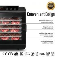 Déshydrateur alimentaire numérique à 6 plateaux avec plateaux en maille d'acier inoxydable pour fruits, légumes, viande séchée et friandises pour animaux