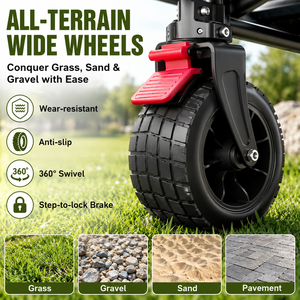 Carrito Plegable Resistente ONEMORE, Capacidad de 260L, Vagón Utilitario Todoterreno para Exteriores, Camping, Jardín y Playa - Product Image 4