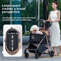 Poussette pour animaux de compagnie haut de gamme, pliable, stable sur quatre roues, montable sur voiture, rangement pratique, cadre métallique détachable, chariot pour chat et chien