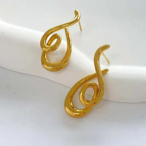 Pendientes Geométricos para Mujer en Acero Inoxidable 316L Resistente con Diseño de Línea Irregular, Joyería de Moda Hipoalergénica - Product Image 6