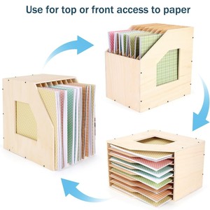 Wooden Storage Rack For Office Document <b>Organizer</b> Natural Wood Color Rectangle Standing Type Durable Multi Layered <b>File</b> Cabinet - Product Image 3