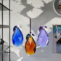 Lampe à suspension en cristal coloré de 50 mm gravée au laser, bricolage, Noël, amande, goutte d'eau, pièces et accessoires de pendalogue 7160