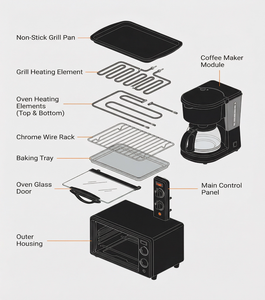 Máquina Multifuncional para Desayunos, Tostadora, Cafetera y Sartén en Uno, con Carcasa de Plástico para el Hogar - Product Image 6