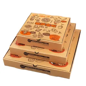 Caja de papel Kraft con impresión personalizada para Pizza, cajas de 14 pulgadas para Pizza, gran oferta