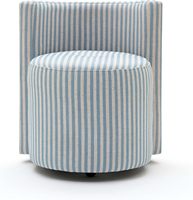 Hanyee Tabouret Ottoman Roulant en Lin Rayé Bleu avec Dossier, Tabouret Rond pour Salon, Tabouret de Coiffeuse
