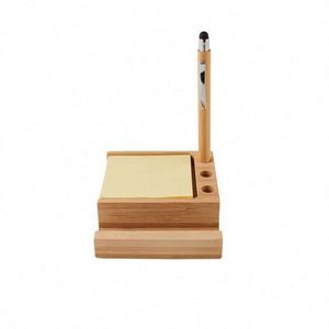 Personalized Bamboo Desk Organizer With Phone Stand, Pen <b>Holder</b> & Space Sticky Notes - Perfect for Office Use - Product Image 3