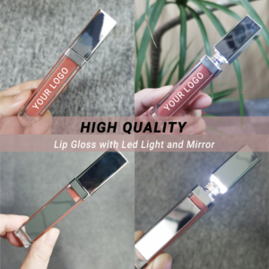 Hexue biểu tượng tùy chỉnh và bao bì Lip Gloss bán buôn số lượng lớn 6.5ml Son môi lỏng với ánh sáng <span class=keywords><strong>LED</strong></span> và gương nhãn hiệu riêng - Product Image 2