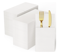 Prefold 40*40cm 55gsm Weiß mit eingebauter Tasche vor gefaltet Einweg für Dinner Party Hochzeits veranstaltungen Airlaid Servietten papier