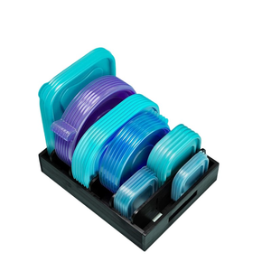 ตัวจัดฝาปิดภาชนะไม้ไผ่แบบแบ่ง5ช่องสีดำสำหรับจัดเก็บอาหารฝาพลาสติก - Product Image 2