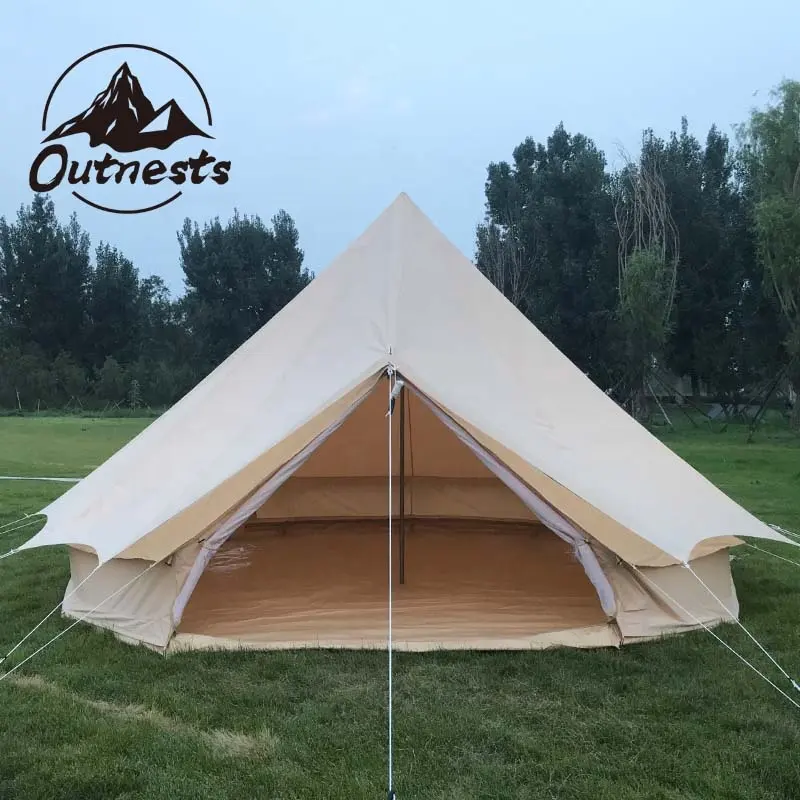 3M 4M 5M 6M Katun Tenda Kanvas dengan Tenda/Terpal Bell Tent dengan Terpal Atap Tahan Air Yg Tahan Hujan Terpal Shelter