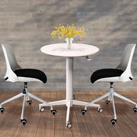 OMNI Table ronde réglable pour petit espace Bureau mobile pneumatique moderne avec roulettes Bureau d'ordinateur portable pour la maison/le bureau
