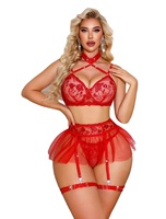 Ensemble soutien-gorge et culotte sur mesure pour femme, grande taille, à maintien léger, avec dentelle ajourée, pour employées de petites entreprises