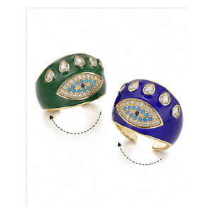 Anello Aperto Regolabile con Motivo a Occhio, Anello Dettagliato per Donne - Product Image 1