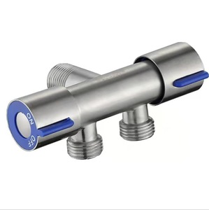 Robinet d'arrêt moderne en acier inoxydable à double commande, type T, pour WC et bidet, avec poignée double - Product Image 1