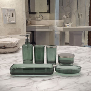 Juego <span class=keywords><strong>de</strong></span> Baño <span class=keywords><strong>de</strong></span> Lujo <span class=keywords><strong>de</strong></span> 6 Piezas en Vidrio Verde - Jabonera, Vaso y Accesorios <span class=keywords><strong>de</strong></span> Baño Impermeables para Hotel y Hogar (Precio <span class=keywords><strong>de</strong></span> Fábrica) - Product Image 4