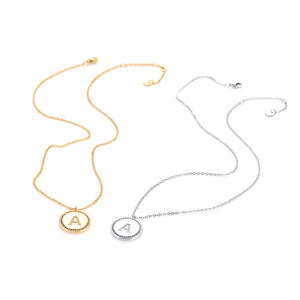 Collar con Colgante de Diamante en Forma de Letra A, Cadena de 2 cm, Acero, Oro, Plata - Product Image 1