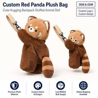 Sac à dos en peluche Raton Laveur, Sac Panda Rouge Mignon, Sac de Voyage Étudiant Kawaii Moelleux, Fabricant OEM ODM Personnalisé Vente en Gros