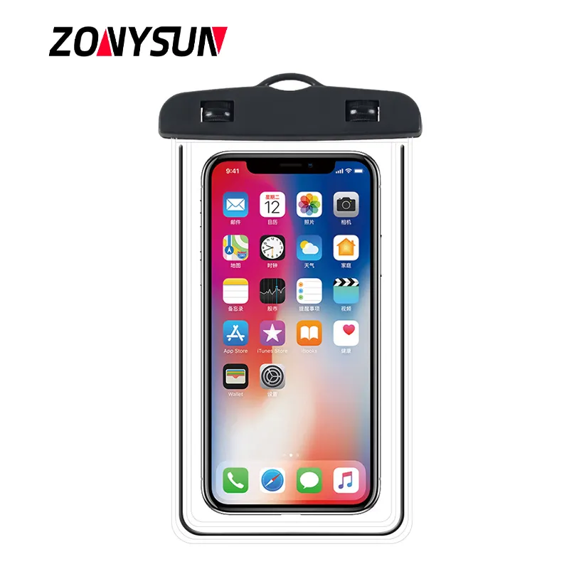 Outdoor Pvc Mobile Phone Waterproof Diving Dry Bag Camping Phone Case Beach Customized Logo Smartphone Cover Plastic Clear Bag