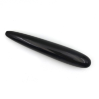 Bâton de massage en obsidienne noire polie, outil corporel droit et courbé pour la relaxation musculaire et le bien-être quotidien