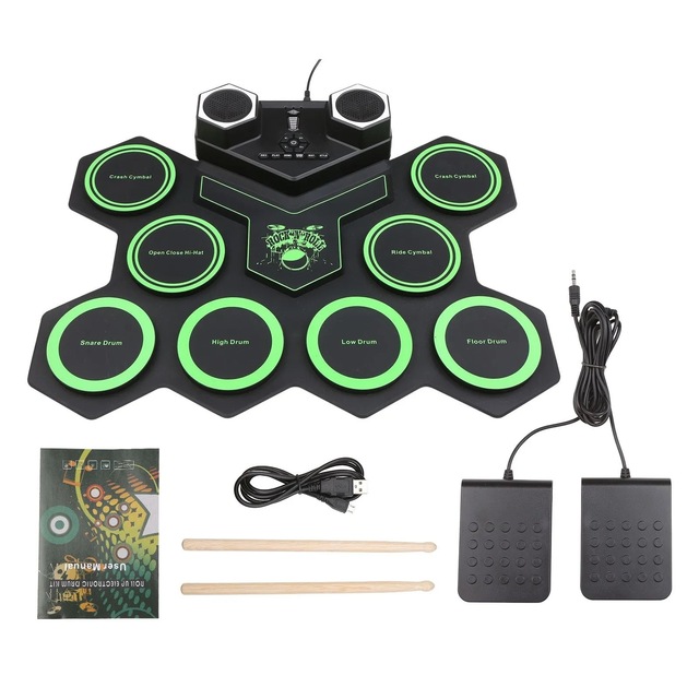 Dual Horn Hand Roll USB Portable Drum Kit Instruments Musical Roll up Drum Electronic Drum Set