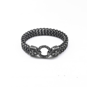 Yunnique – Bracelet croix en acier titane pour hommes, style européen et américain, tendance, Punk rétro, chaîne noire, bijoux, cadeau - Product Image 1