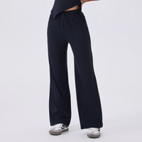 Cun Ying avrupa amerikan sınır ötesi yüksek bel rahat düz pantolon fırçalayın çıplak Vintage Yoga pantolon dantel-up spor Fitness