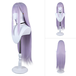 Peluca <span class=keywords><strong>de</strong></span> <span class=keywords><strong>Cosplay</strong></span> Sintética Emilia <span class=keywords><strong>Re</strong></span> <span class=keywords><strong>Zero</strong></span>, Larga y Lisa, Color Morado Claro, con Flequillo, Diadema Trenzada, Resistente al Calor, para <span class=keywords><strong>Cosplay</strong></span> - Product Image 2