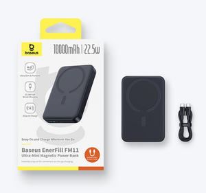 พาวเวอร์แบงค์แม่เหล็กขนาดเล็กพิเศษ FM11พลังงานจาก <span class=keywords><strong>Baseus</strong></span> 10000mAh 22.5W สีดำรวมสายเคเบิลประเภท C ถึง Type-C 30cm - Product Image 6
