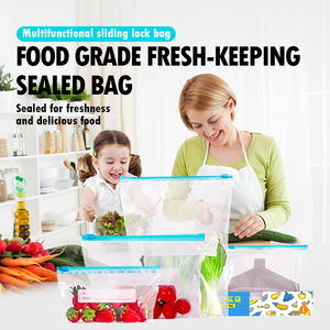 AIUDO Heavy Duty BPA FREE Color Saddle Eco-Friendly Sturdy Leak Proof Reusable Frozen Food Plastic <b>Packing</b> Freezer Slider <b>Bags</b> - Product Image 6
