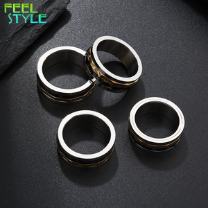 Cincin Wanita Klasik Vintage Stainless Steel 2 Lapis Dapat Diputar Cincin Kepribadian Ukiran Angka Romawi Cantik - Product Image 2