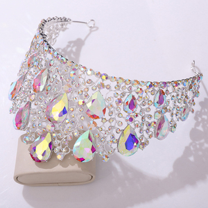 Grandes couronnes en cristal bling pour Queens Baroque alliage doré strass diadème Gelin <span class=keywords><strong>Taci</strong></span> mariage accessoires de cheveux en métal mariée - Product Image 4