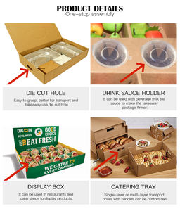 Benutzer definierte dreifache Dessert platte Lebensmittel Catering <span class=keywords><strong>Box</strong></span> Party Tacos <span class=keywords><strong>Kraft</strong></span> papier Candy Cake Sandwich Verpackungs <span class=keywords><strong>box</strong></span> Starre Boxen - Product Image 3