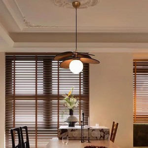 Suspension vintage française du milieu du siècle en bois de frêne, fer et verre, double usage, fixation par ventouse, options marron/or/blanc pour chambre à coucher - Product Image 5