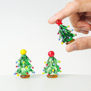 <b>Mini</b> Glass Christmas Tree Figurine Ornaments Glass Tabletop Christmas Tree Decoration Holiday <b>Table</b> Decoration - Product Image 2