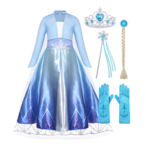 Fée Halloween Party TV Film Costumes Enfants Filles Cosplay Hiver <span class=keywords><strong>Anna</strong></span> Elsa <span class=keywords><strong>Reine</strong></span> <span class=keywords><strong>Des</strong></span> <span class=keywords><strong>Neiges</strong></span> Bleu Foncé Boutique Robes - Product Image 4