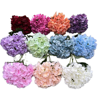 Nouvelles fleurs artificielles d'hortensia en soie imprimées en 3D, 5 têtes pour 50 cm de hauteur, feuilles de simulation pour utilisation murale