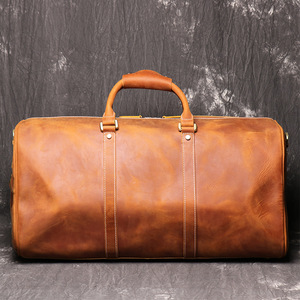 Brown Vintage Leather Duffle <b>Bag</b> With Shoe Compartment New Design Travel or <b>Overnight</b> <b>Bag</b> for Men and Women - Product Image 4