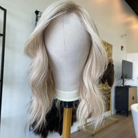 Postiche juif à clipser pour femme, cheveux blonds blancs européens, avec dentelle diamantée, dentelle HD sur le devant et trame à l'arrière