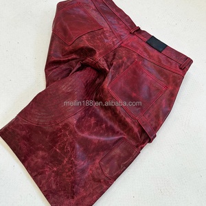 Shorts en cuir coloré de haute qualité personnalisés pour hommes, style streetwear, décontractés, en cuir PU jaune - Product Image 6