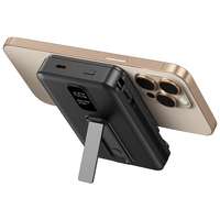 Batterie externe magnétique 3-en-1 avec câbles intégrés, support de téléphone, 10000mAh, charge rapide PD 20W/15W/22.5W, affichage numérique