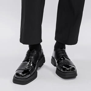 Zapatos de negocios formales de gama alta cómodos de moda de forma cuadrada, con zapatos de cuero especiales con características de realce - Product Image 5